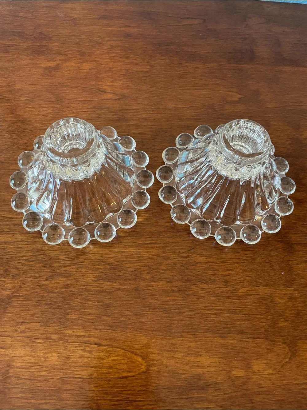 Vintage Candle Holders Anchor Hocking Berwick Boopie Glass  Set of 2